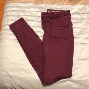 Maroon skinny jeans
